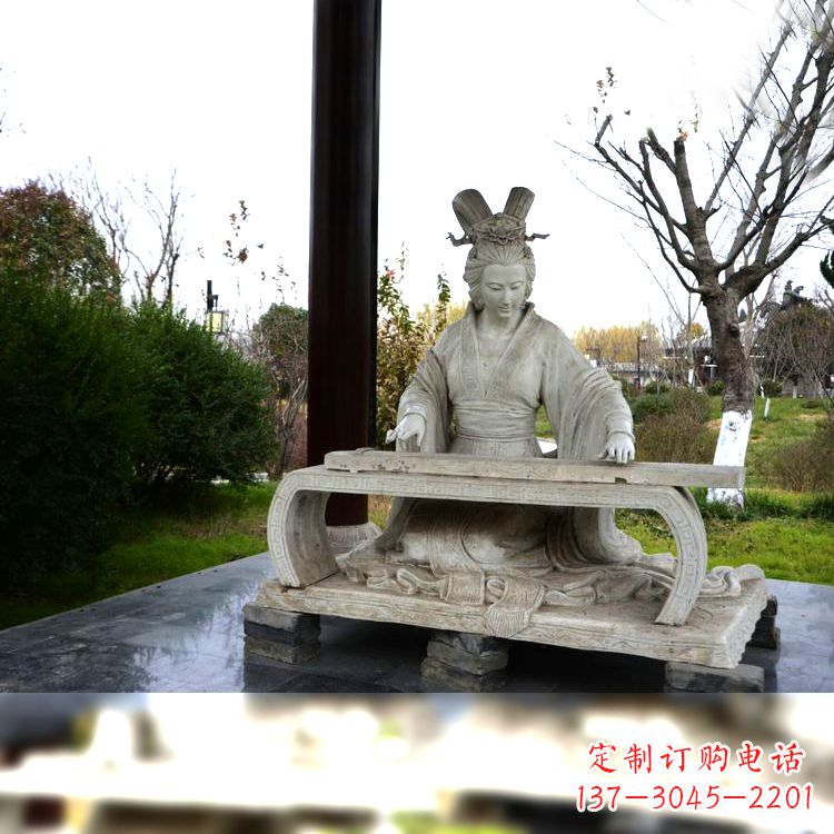 宜宾虞姬弹琴雕塑-公园古代人物著名美女情景雕塑