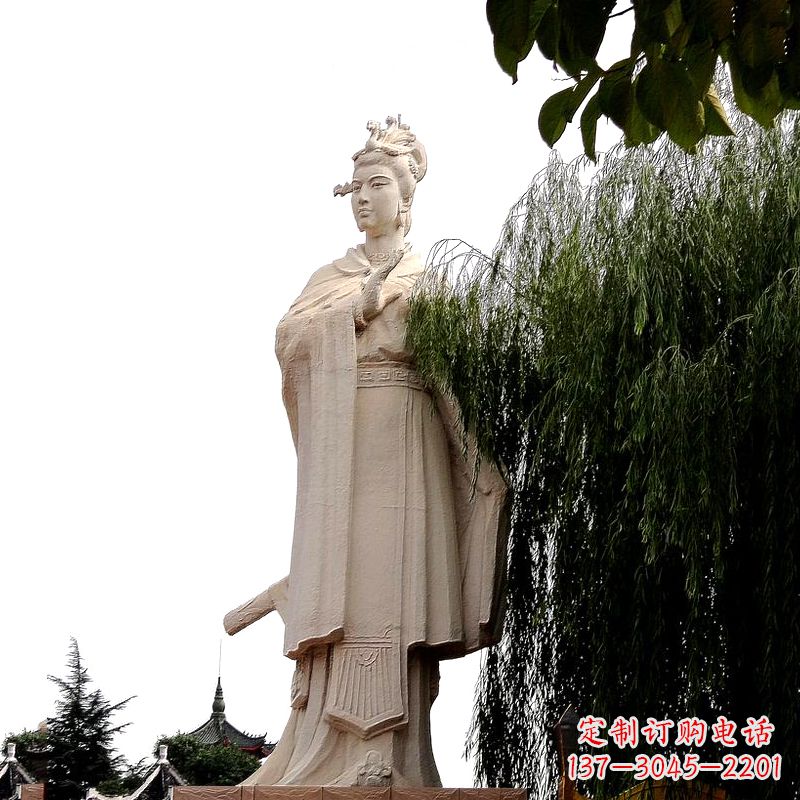 宜宾虞姬砂岩石雕-景区园林古代人物著名美女雕像