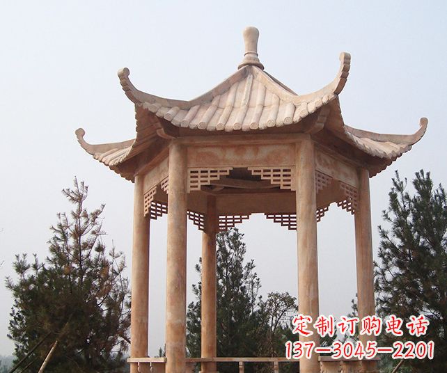 宜宾园林景观单层石雕凉亭 (3)