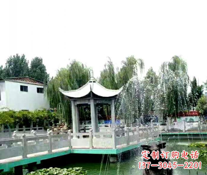 宜宾园林景观单层六角石雕凉亭