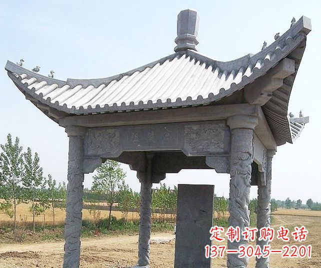 宜宾园林景观单层石雕凉亭 (4)