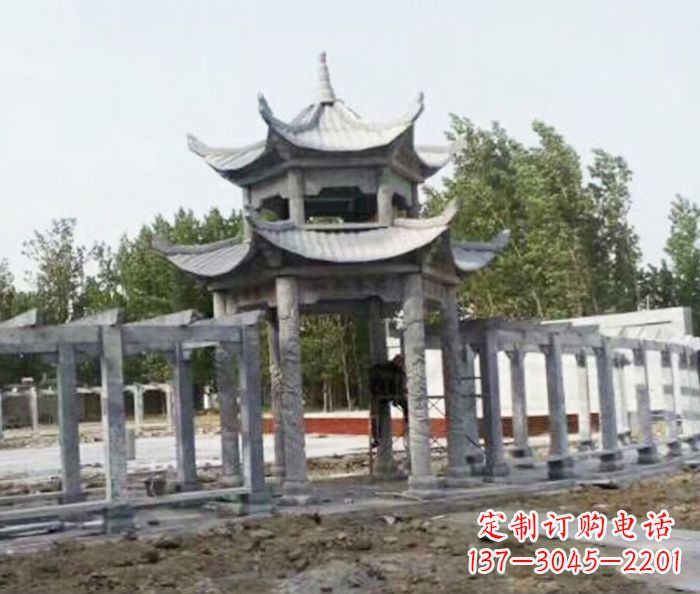 宜宾园林景观多层凉亭石雕 (2)