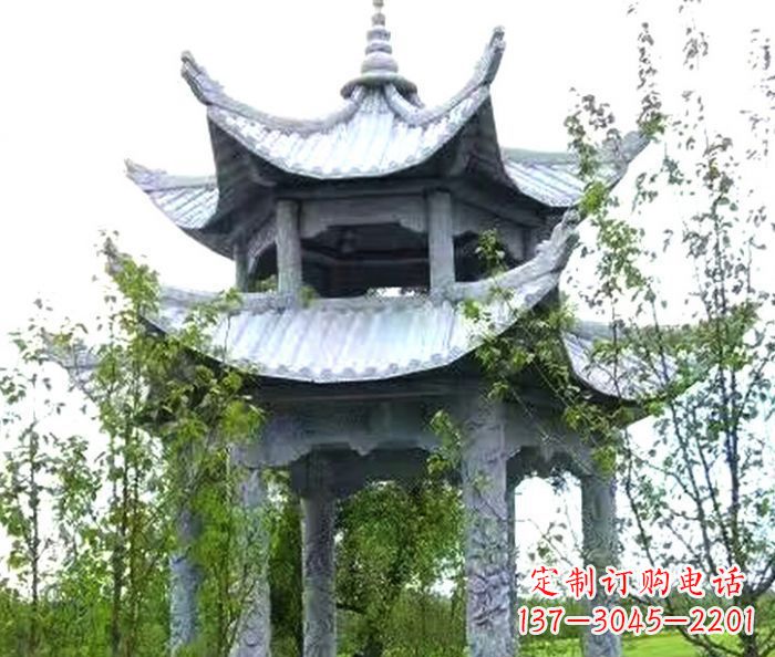 宜宾园林景观仿古六角石凉亭