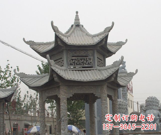 宜宾园林景观仿古石雕凉亭 (2)
