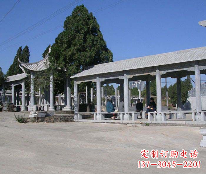 宜宾园林景观仿古石雕长廊凉亭 (2)