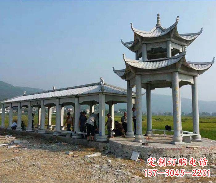 宜宾园林景观仿古石雕长廊凉亭