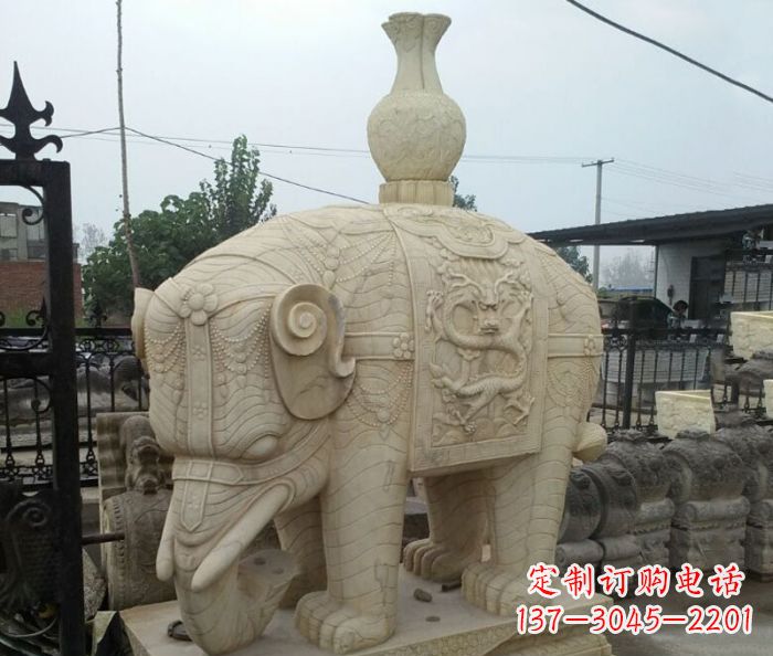 宜宾园林景观驮瓶大象石雕