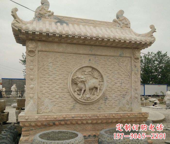 宜宾园林景观晚霞红石雕影壁