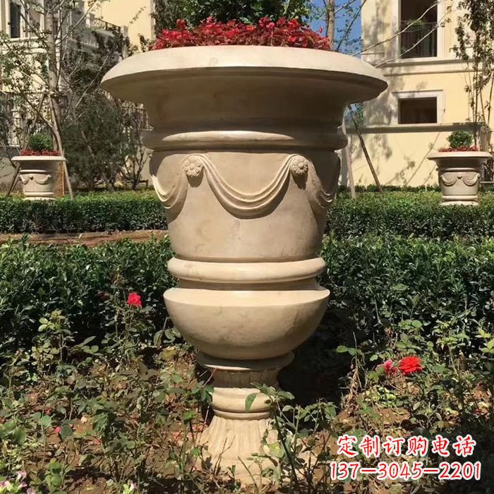 宜宾园林砂岩石雕花盆