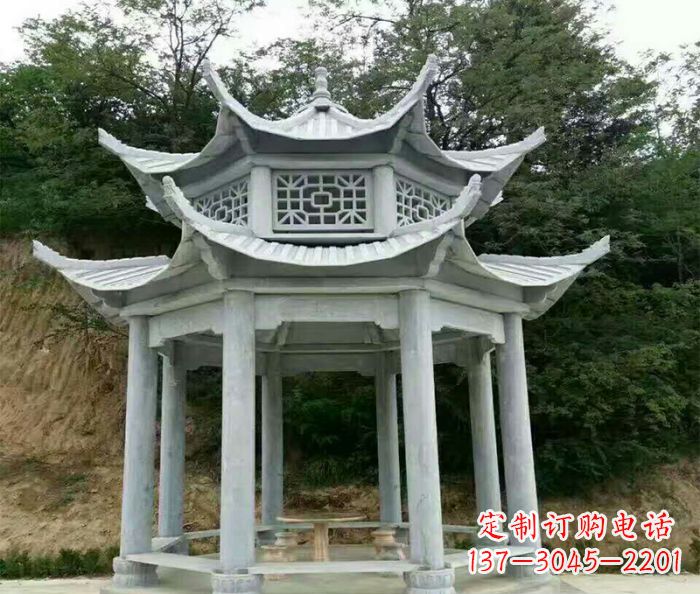 宜宾园林双层凉亭石雕 (2)