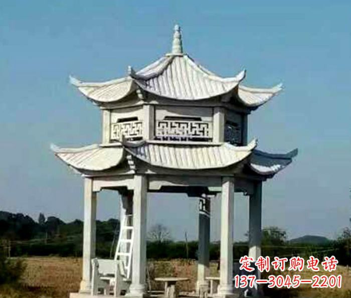 宜宾园林双层石雕凉亭 (2)
