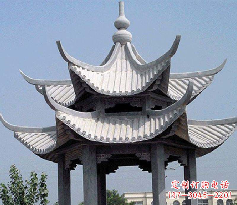 宜宾园林双层石凉亭景观石雕