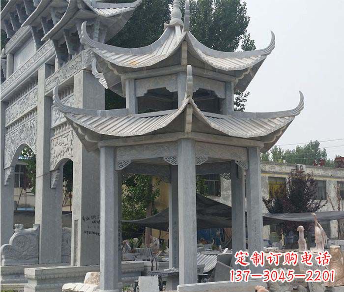 宜宾园林双层石雕凉亭