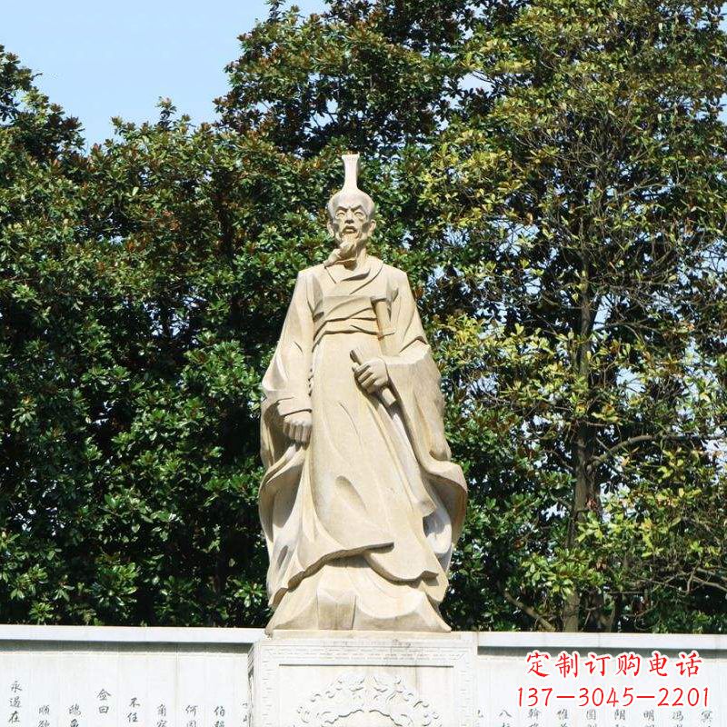 宜宾中国名人战国时期楚国诗人屈原砂岩石雕像