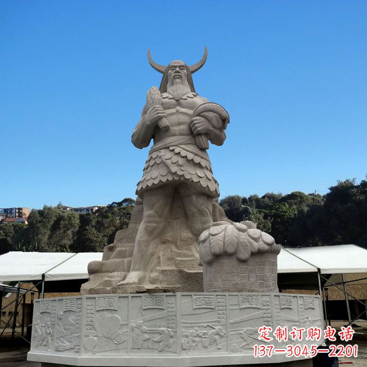 宜宾中国上古人物人文初祖汉白玉神农雕像