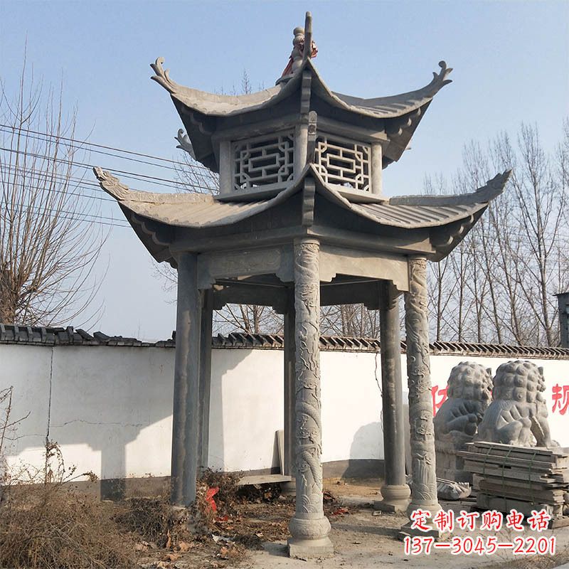 宜宾中式双层石雕凉亭