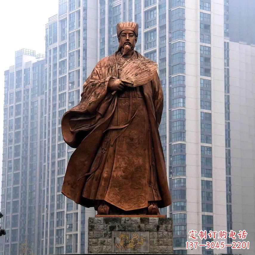 宜宾诸葛亮城市景观铜雕像-中国古代著名人物三国谋士卧龙先生雕塑