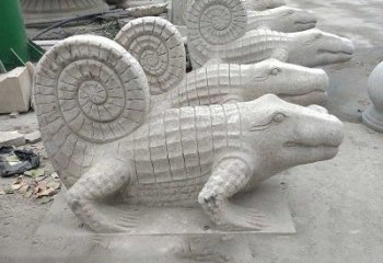 宜宾园林水池水景鳄鱼砂岩喷水雕塑