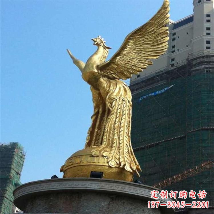 宜宾铸铜鎏金凤凰景观雕塑-城市园林