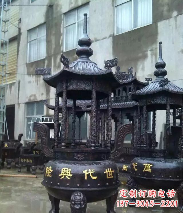宜宾铸铜寺庙香炉铜雕 (3)