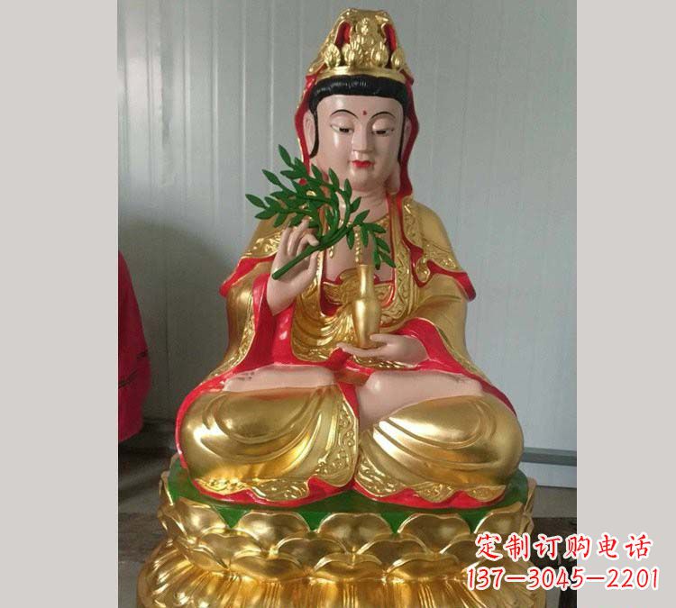 宜宾铸铜贴金杨柳观音雕塑